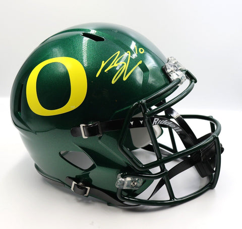 Bo Nix Autographed Dark Green Oregon Ducks Full-Size Replica Speed Beckett COA