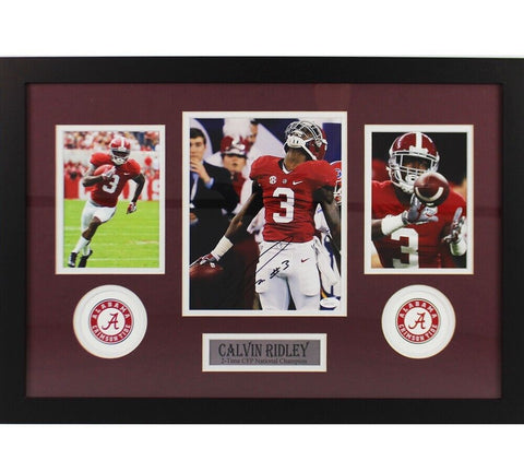 Calvin Ridley Signed Alabama Crimson Tide Framed 8x10 NCAA Photo - Red Jersey Ca