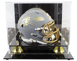 Ravens Ray Lewis Signed Slate Speed Mini Helmet W/ Case w/ Gold Sig BAS Witness