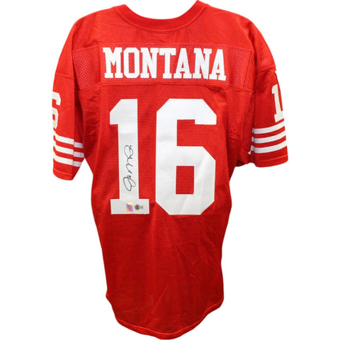 Joe Montana Autographed San Francisco 49ers Red Wilson sz48 Jersey Beckett 48384