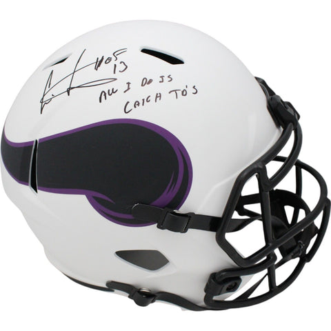 Cris Carter Autographed Minnesota Vikings F/S Lunar Helmet 2 Insc. Beckett 47385