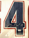 Tedy Bruschi Signed Patriots 35"x43" Framed Jersey (Beckett) 3xSuper Bowl Champ