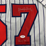 Autographed/Signed Johan Santana Minnesota Grey Pinstripe Jersey PSA/DNA COA