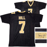 NEW ORLEANS SAINTS TAYSOM HILL AUTOGRAPHED BLACK & GOLD JERSEY BECKETT QR 229528