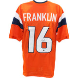 Troy Franklin Autographed/Signed Pro Style Orange XL Jersey Beckett 48423