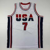 Autographed/Signed Larry Bird United States USA White Dream Team Jersey JSA COA