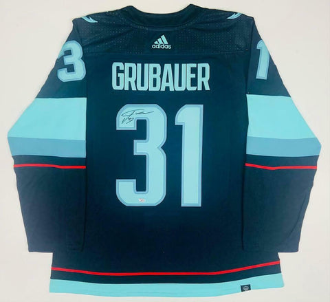 PHILIPP GRUBAUER Autographed Seattle Kraken Authentic Navy Jersey FANATICS