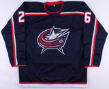 Thomas Vanek Signed Blue Jackets Jersey (Beckett) 5th Overall pick 2003 Draft