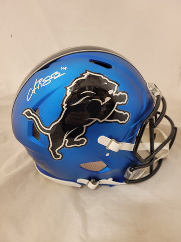 AMON RA ST BROWN SIGNED DETROIT LIONS 2024 ALTERNATE SPEED AUTHENTIC HELMET BAS