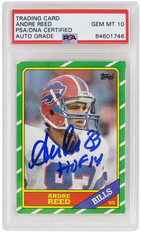 Andre Reed Autographed Bills 1986 Topps Rookie Card #388 w/HOF'14 (PSA/ Auto 10)