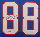 Dawson Knox Signed 35x43 Framed Buffalo Bills Jersey (Beckett) 2022 Pro Bowl T.E