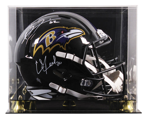 Ravens Ray Lewis & Ed Reed Signed Full Size Speed Rep Helmet W/ Case BAS Witness