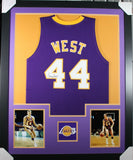 JERRY WEST (Lakers purple TOWER) Signed Autographed Framed Jersey JSA