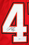 John Lynch Autographed Red SB Style Jersey- Beckett W *Black