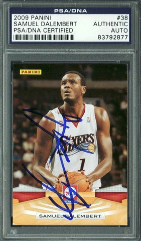 76ers Samuel Dalembert Authentic Signed Card 2009 Panini #38 PSA/DNA Slabbed