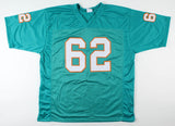 Jim Langer Signed Dolphins Jersey Inscribed "HOF 87" (JSA COA) 1972 Miami 17-0