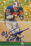 O.J. Simpson Autographed Buffalo Bills Goal Line Art Card w/ HOF- JSA Witnessed