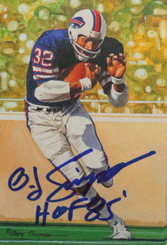 O.J. Simpson Autographed Buffalo Bills Goal Line Art Card w/ HOF- JSA Witnessed