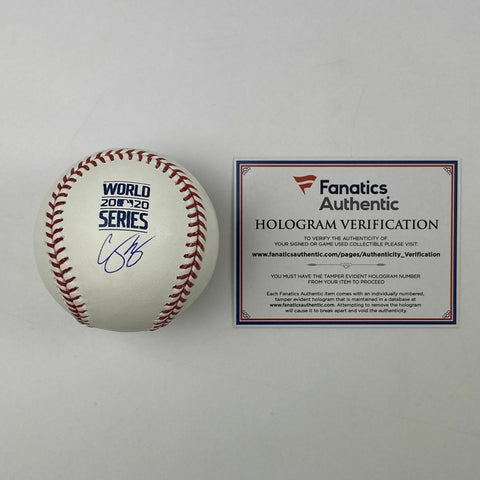 Autographed/Signed COREY SEAGER 2020 World Series Rawlings Baseball Fanatics COA