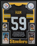 FRAMED JACK HAM AUTOGRAPHED SIGNED INSC PITTSBURGH STEELERS STAT JERSEY JSA COA