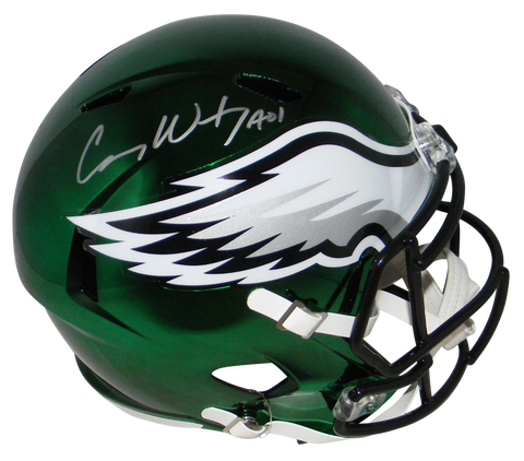 CARSON WENTZ SIGNED PHILADELPHIA EAGLES FULL SIZE CHROME SPEED HELMET FANATICS