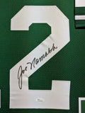 FRAMED NEW YORK JETS JOE NAMATH AUTOGRAPHED SIGNED STAT JERSEY JSA COA