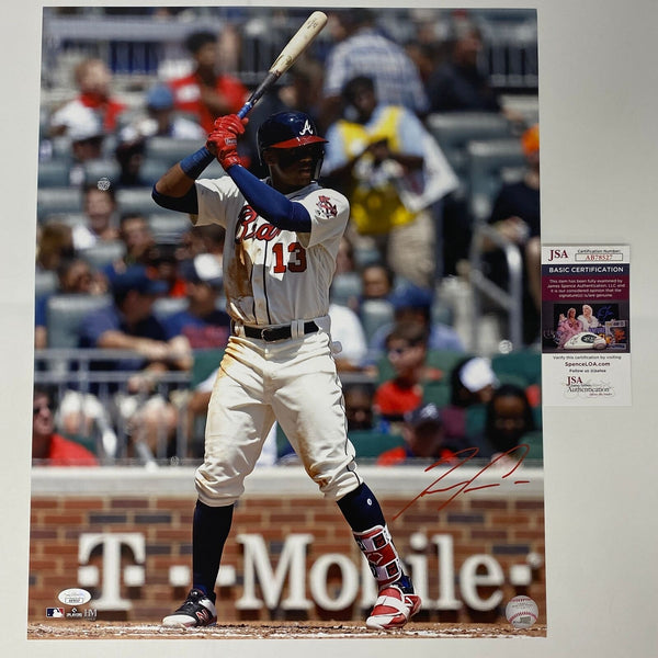 Autographed/Signed Ronald Acuna Jr. Atlanta Braves 16x20 Photo JSA COA #9