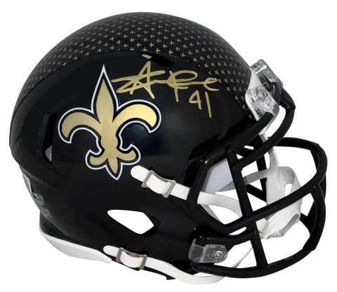 ALVIN KAMARA AUTOGRAPHED NEW ORLEANS SAINTS 2022 BLACK SPEED MINI HELMET BECKETT