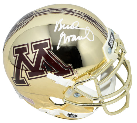 BUD GRANT AUTOGRAPHED MINNESOTA GOPHERS GOLD CHROME MINI HELMET BECKETT