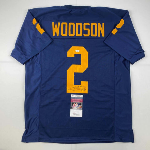 Autographed/Signed Charles Woodson Michigan Blue College Football Jersey JSA COA