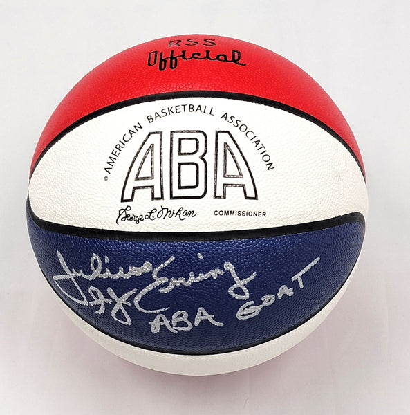 Julius Dr. J Erving Signed Nets Squires ABA Official Basketball W/ ABA GOAT BAS