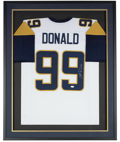 Aaron Donald Signed Framed Custom White Pro Style Football Jersey JSA