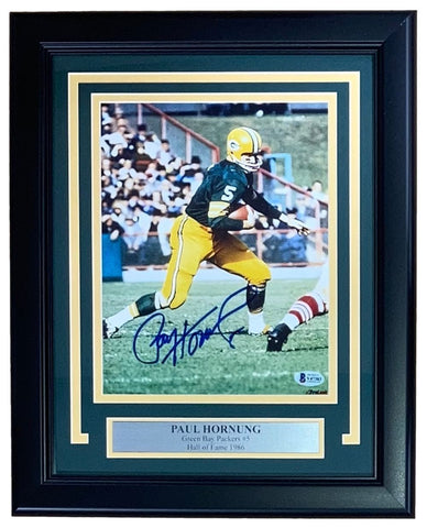 Paul Hornung Signed Framed 8x10 Green Bay Packers Photo BAS