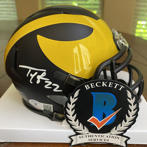 Ty Law Autographed University of Michigan Wolverines Mini Helmet Beckett