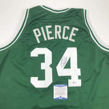 Autographed/Signed Paul Pierce Boston Green Basketball Jersey Beckett BAS COA