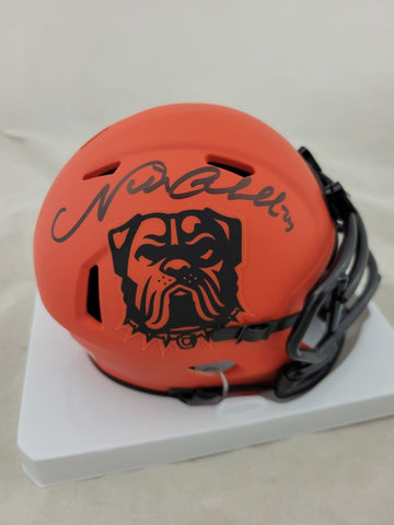NICK CHUBB SIGNED CLEVELAND BROWNS RAVE SPEED MINI HELMET BECKETT QR