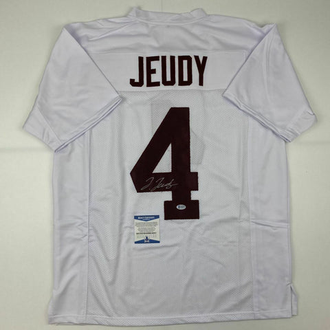 Autographed/Signed JERRY JEUDY Alabama White College Football Jersey Beckett COA