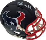 DESHAUN WATSON AUTOGRAPHED TEXANS MATTE BLACK SPEED MINI HELMET BECKETT 156854