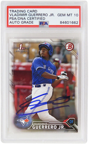 Vladimir Guerrero Jr Autographed 2016 Topps Bowman RC Card #BP55 -(PSA- Auto 10)