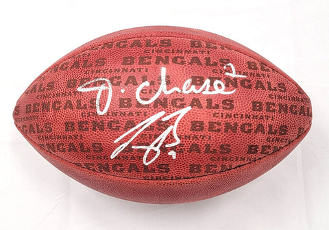 Joe Burrow & Ja'Marr Chase Signed Bengals 2023 Engraved NFL Duke Football