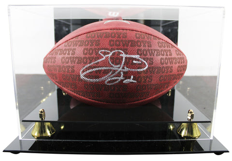 Cowboys Emmitt Smith Signed "The Duke" Team Showcase Football W/ Case BAS Wit