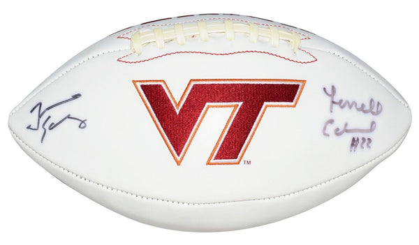 TERRELL & TREMAINE EDMUNDS SIGNED VIRGINIA TECH HOKIES LOGO FOOTBALL BECKETT