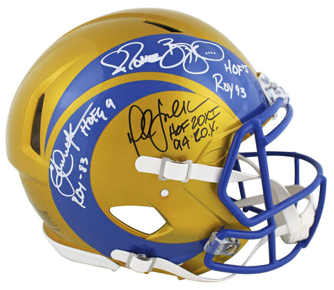 Rams Bettis, Dickerson & Faulk HOF/ROY Signed Flash F/S Speed Proline Helmet BAS