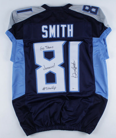 Jonnu Smith Signed Tennessee Jersey Inscribed Titan Up & Go Titans (Beckett COA)