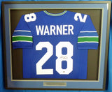 SEAHAWKS CURT WARNER AUTOGRAPHED FRAMED BLUE JERSEY "ROH 94" MCS HOLO 177851