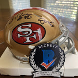 Jerry Rice & Joe Montana Autographed Signed 49ers Mini Helmet Beckett