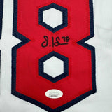 Autographed/Signed Steven Kwan Cleveland White Baseball Jersey JSA COA