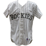 Andres Galarraga Signed Rockies Russsll Athletic 40 White Jersey BAS 45052