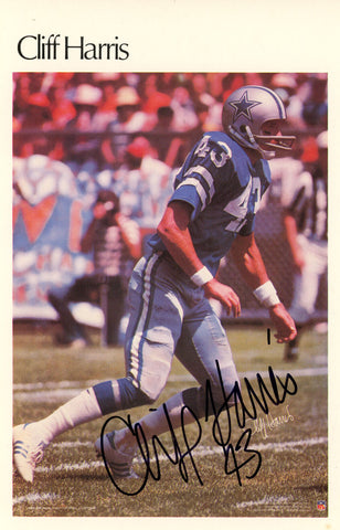 Cliff Harris Autographed Dallas Cowboys Mini Poster 34/50 Beckett 46087