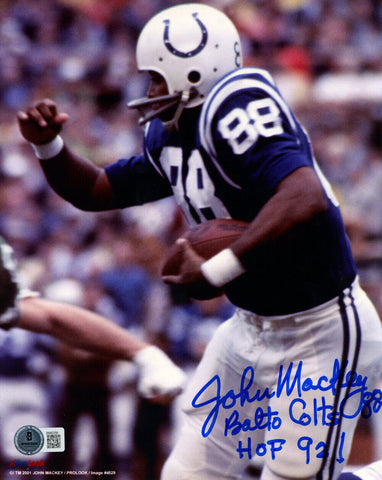 John Mackey Autographed Baltimore Colts 8x10 Photo 2 Insc Beckett 47741